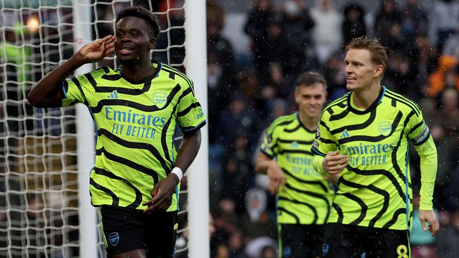 Bukayo Saka celebrates a goal against Burnley