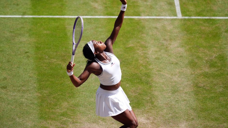 Coco Gauff in action at Wimbledon