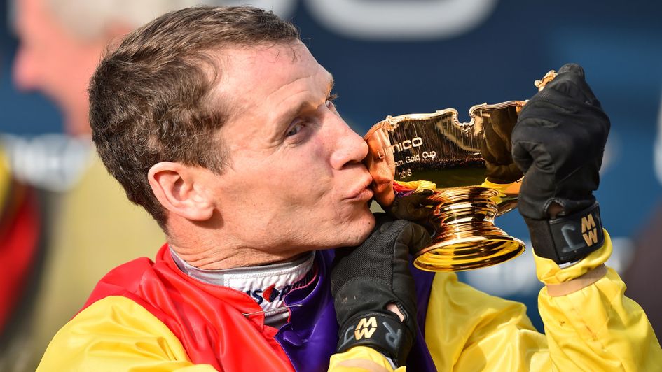 Richard Johnson kisses the Cheltenham Gold Cup