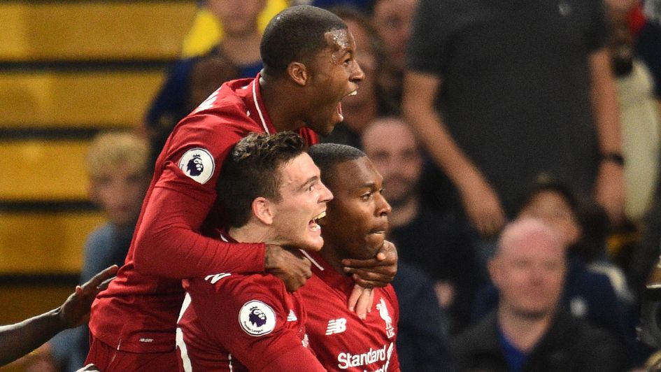 Liverpool celebrate Daniel Sturridge's late equaliser at Chelsea