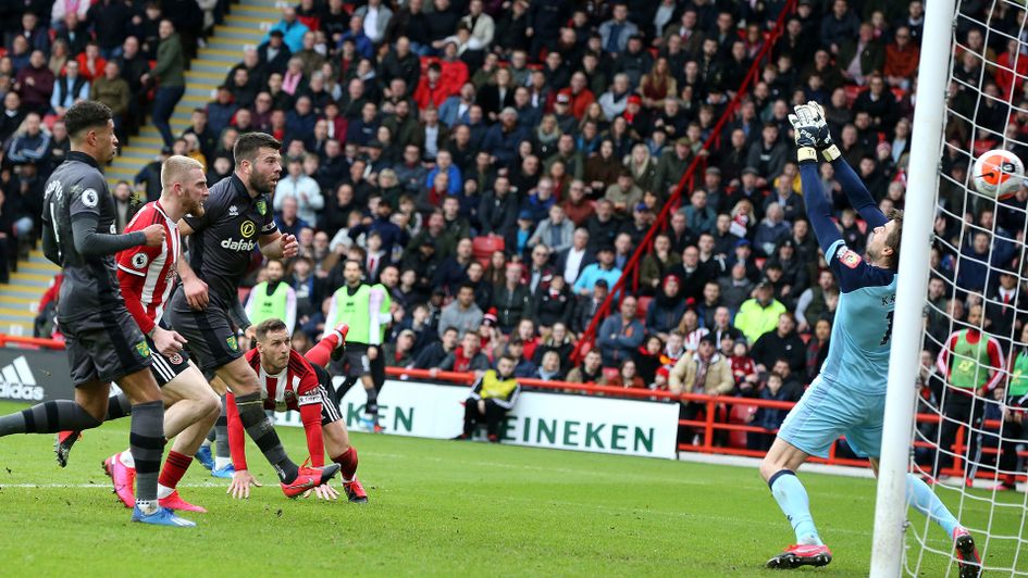 Billy Sharp heads Sheffield United ahead against Norwich