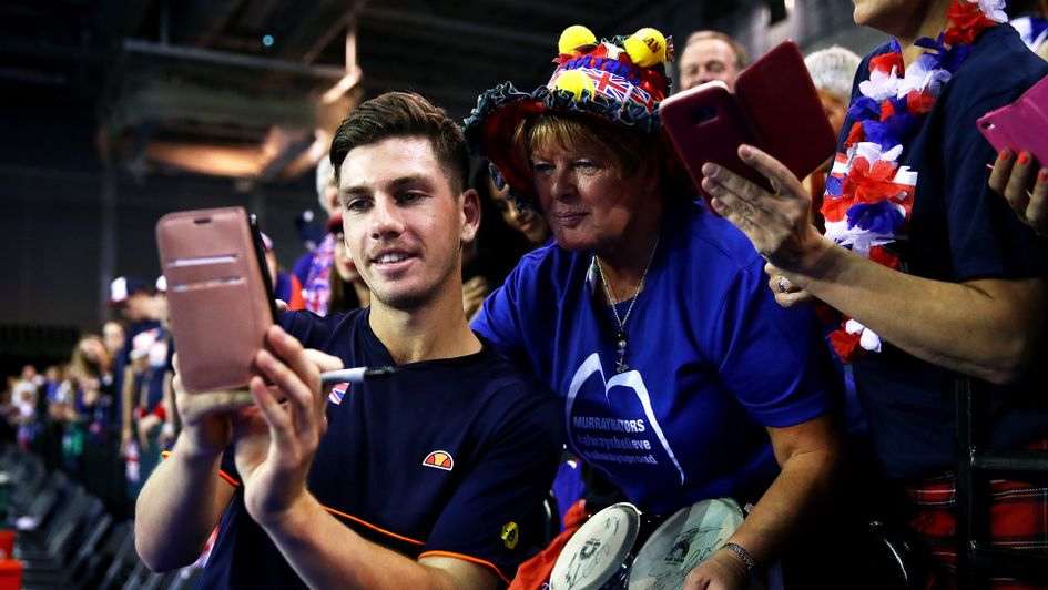 Cameron Norrie celebrates his victory for Great Britain