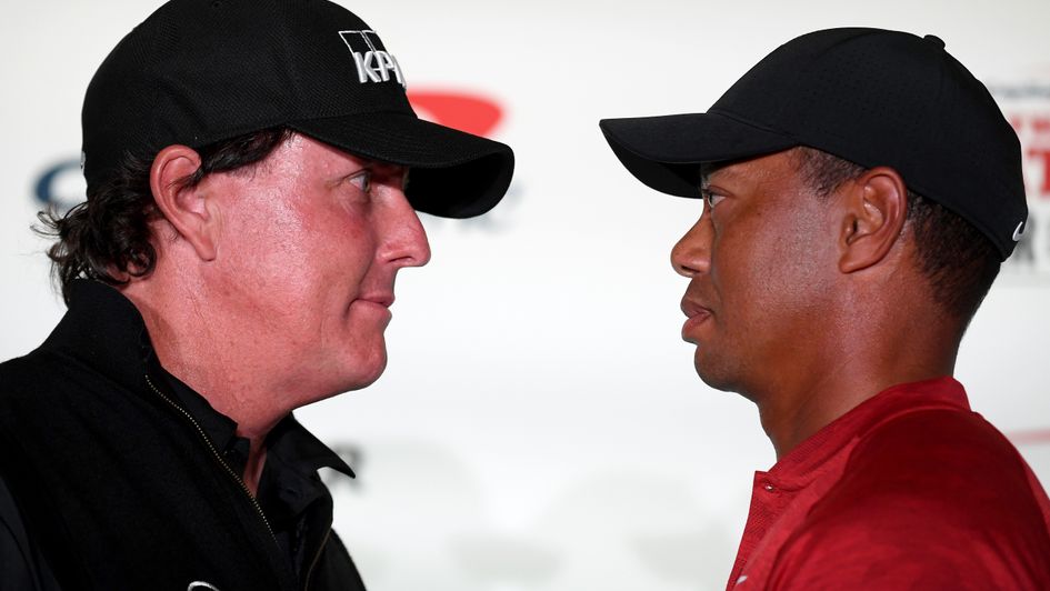 Phil Mickelson and Tiger Woods ahead of The Match