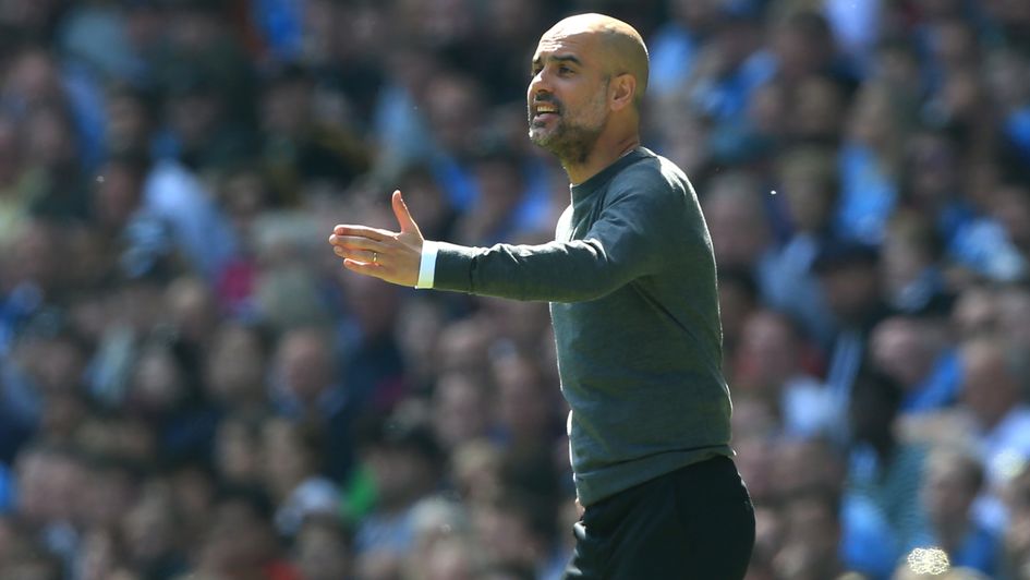 Pep Guardiola: The Man City boss instructs his players during their Premier League win over Tottenham