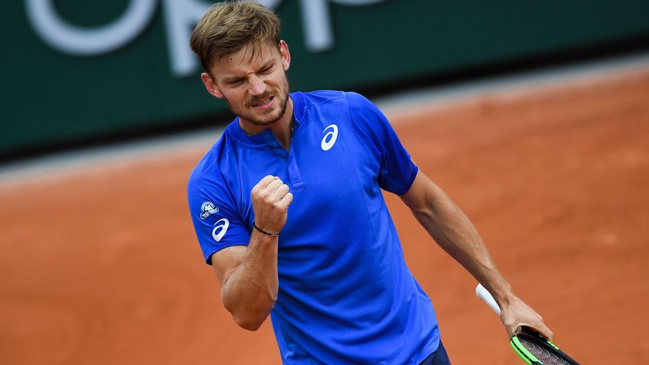 David Goffin celebrates a point at the 2019 French Open