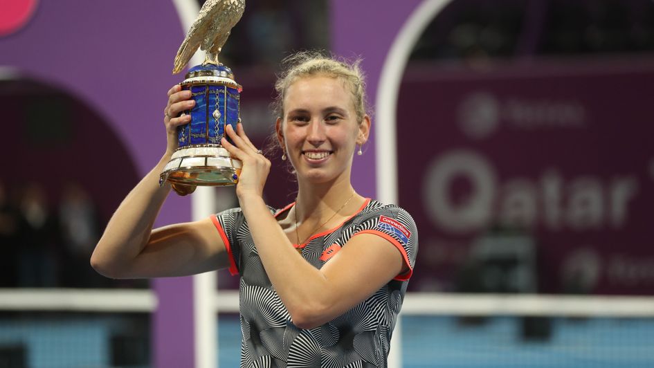 Elise Mertens with the Qatar Open trophy