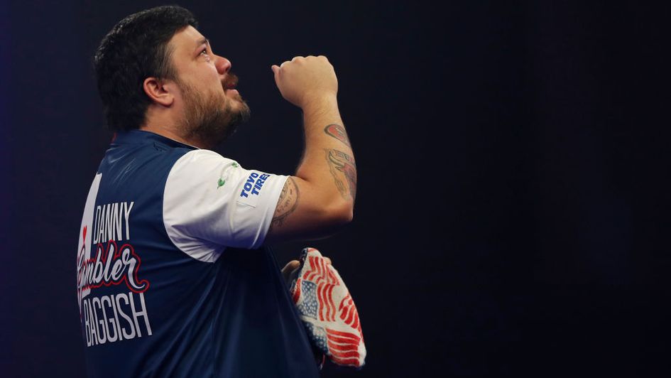Danny Baggish celebrates after beating Adrian Lewis