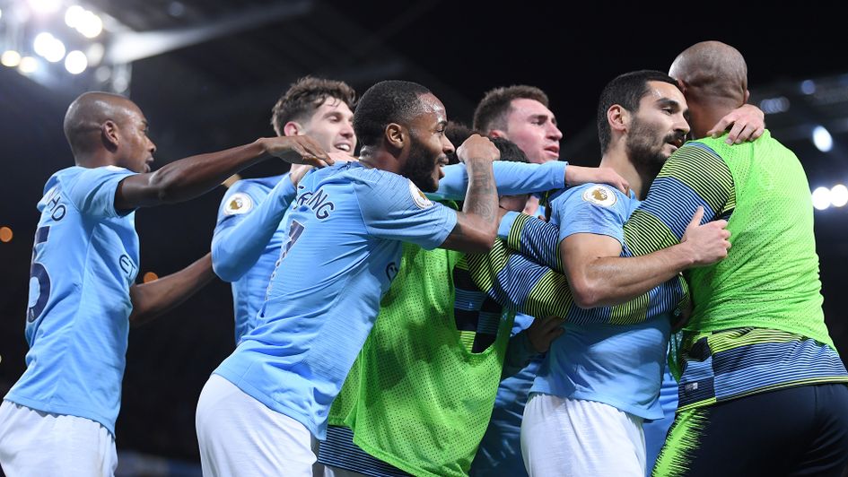 Ilkay Gundogan and Manchester City celebrate after going 3-1 up against United