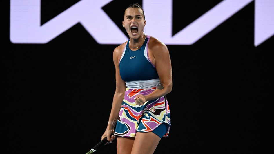 Sabalenka celebrates a key point in Melbourne