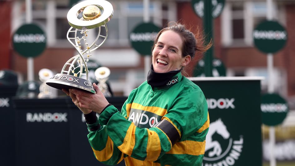 Rachael Blackmore with the Grand National trophy