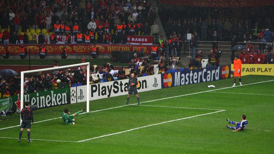 John Terry misses a penalty for Chelsea in the Champions League final against Manchester United