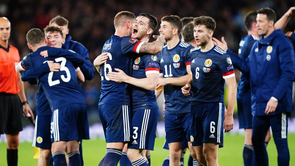 Scotland players celebrate as Steve Clarke's side make the World Cup play-offs