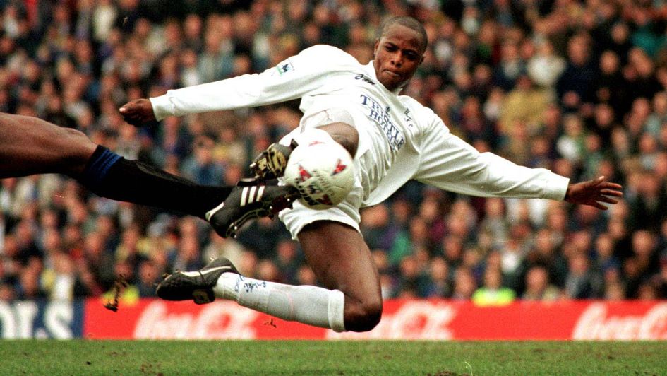 Phil Masinga in action for Leeds