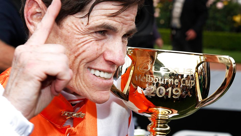 Celebration time for Craig Williams at the Melbourne Cup