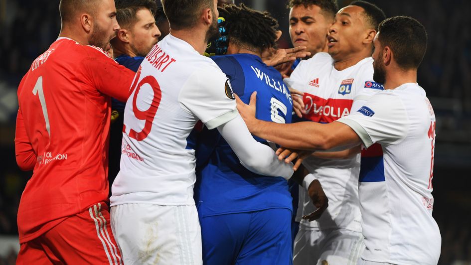 Ashley Williams is involved in a fracas