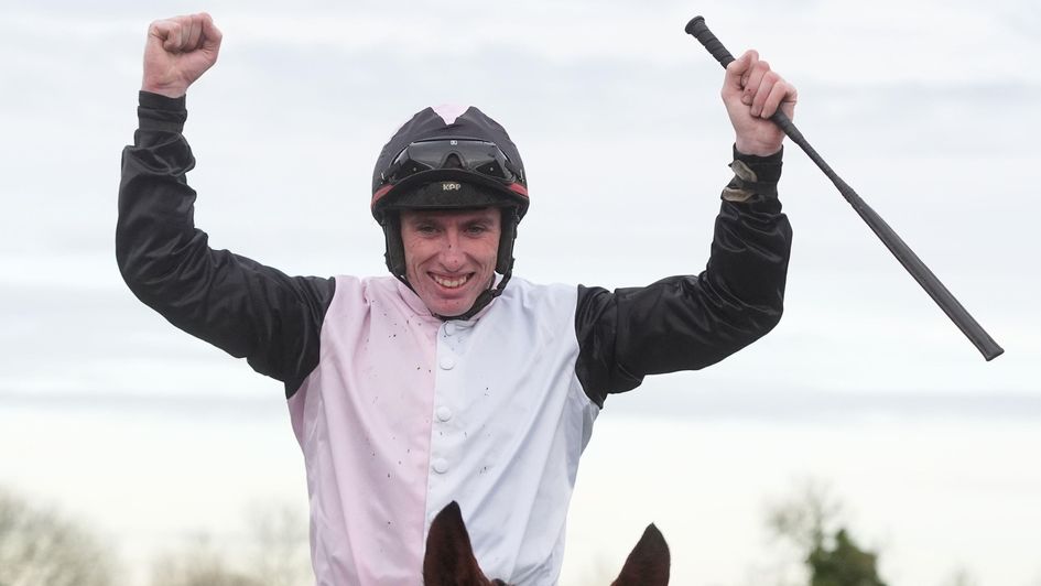 Jack Kennedy celebrates a fourth winner of the afternoon following Teahupoo's success