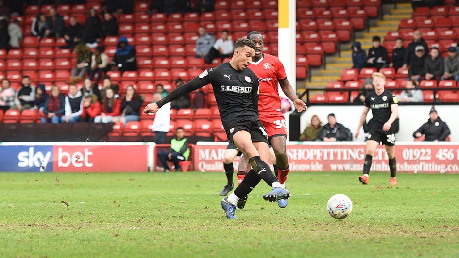Barnsley's Jacob Brown scores the winner at Walsall