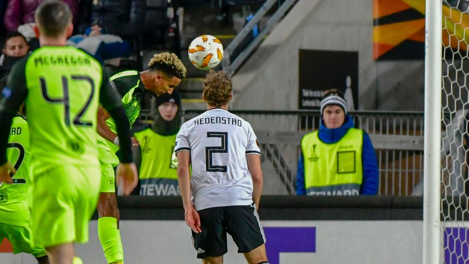 Scott Sinclair heads the winner for Celtic