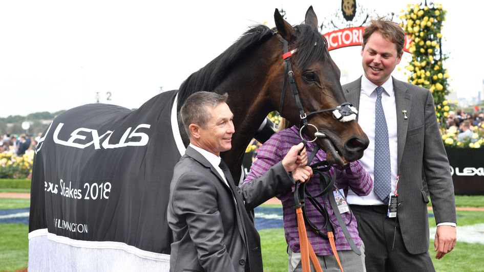 Charlie Fellowes and A Prince Of Arran after his success at Flemington