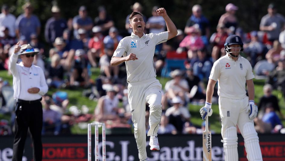 Trent Boult celebrates the wicket of Ben Stokes