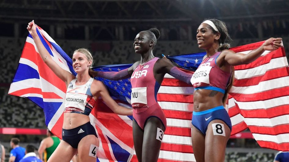 Keely Hodgkinson (left) won silver