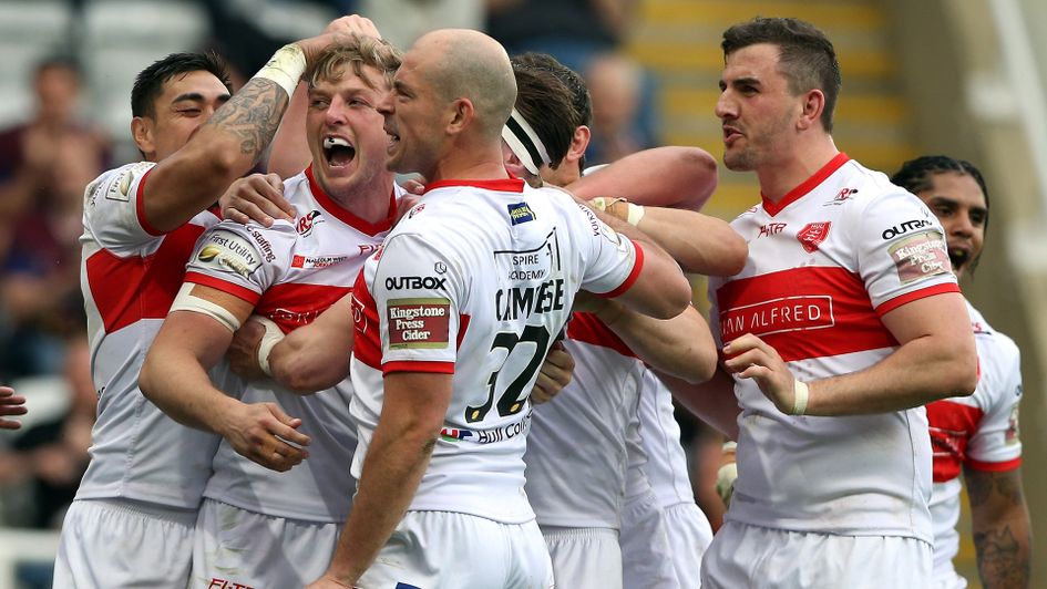 Hull KR's players in celebratory mood