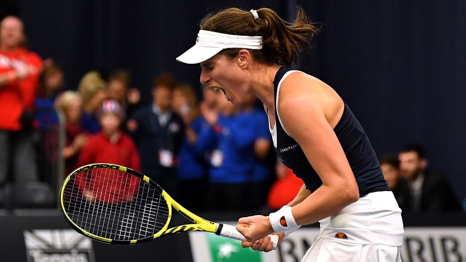 Johanna Konta: Celebrations after beating Greece's Maria Sakkari