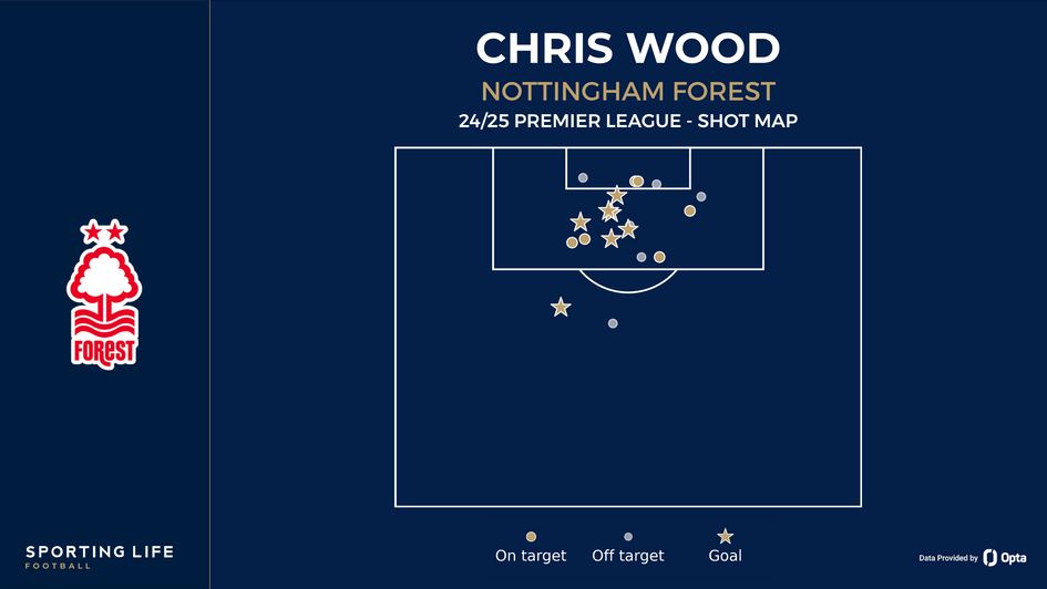 Chris Wood shot map