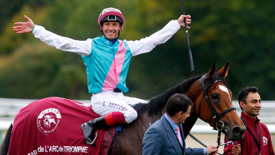 Frankie Dettori celebrates aboard Enable
