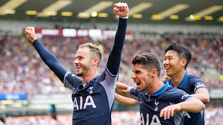 James Maddison celebrates a goal for Tottenham