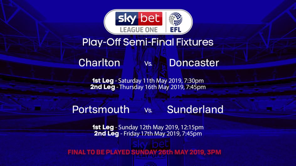The fixtures in the Sky Bet League One play-offs have been confirmed