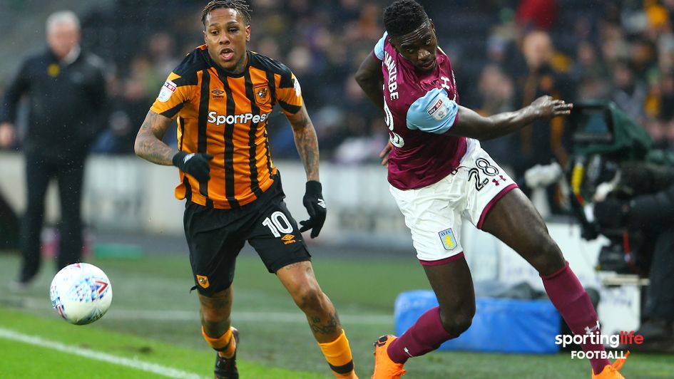 Axel Tuanzebe (right) in action for Aston Villa
