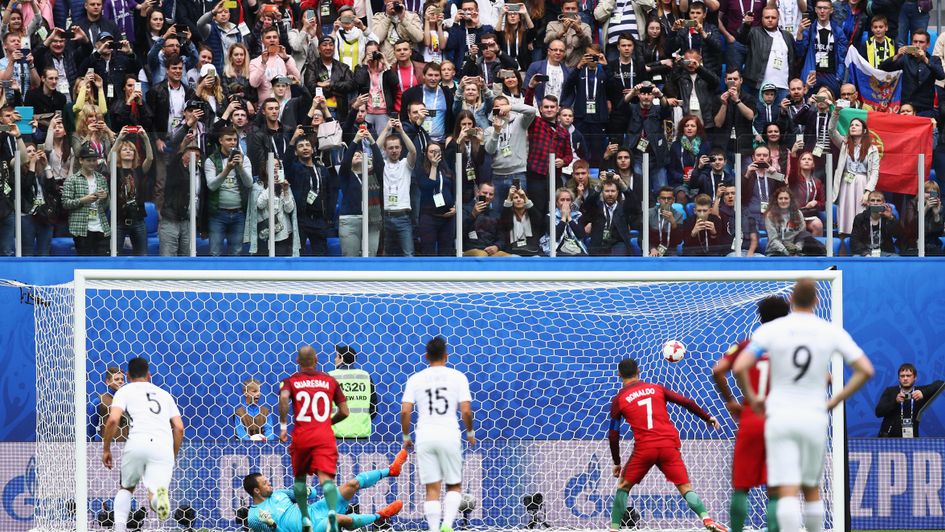 Cristiano Ronaldo scores against New Zealand