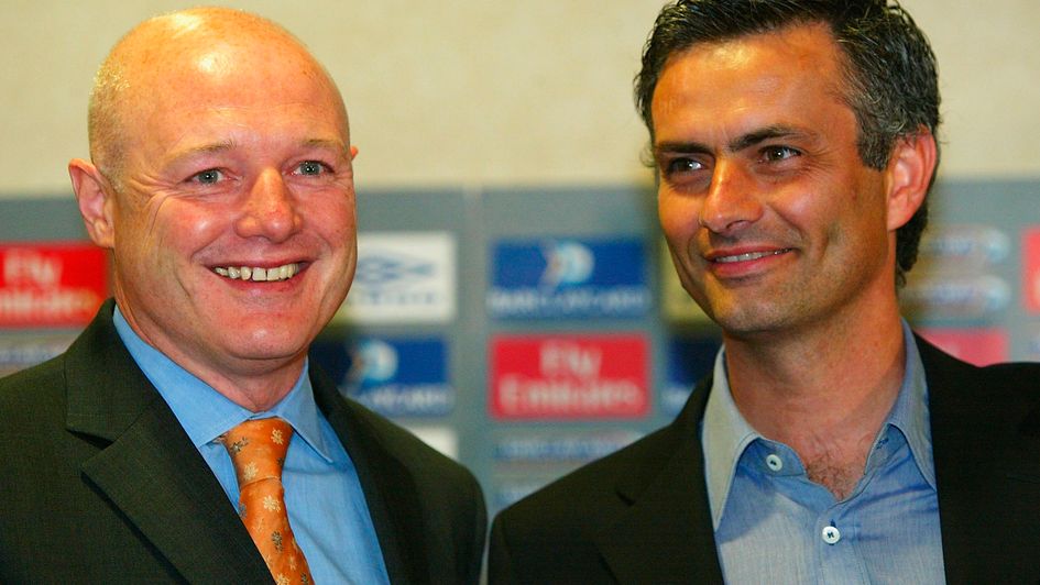 Jose Mourinho is presented as Chelsea manager by chief executive Peter Kenyon in June 2005