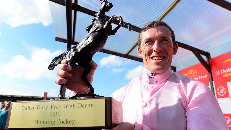 Padraig Beggy with his Irish Derby trophy