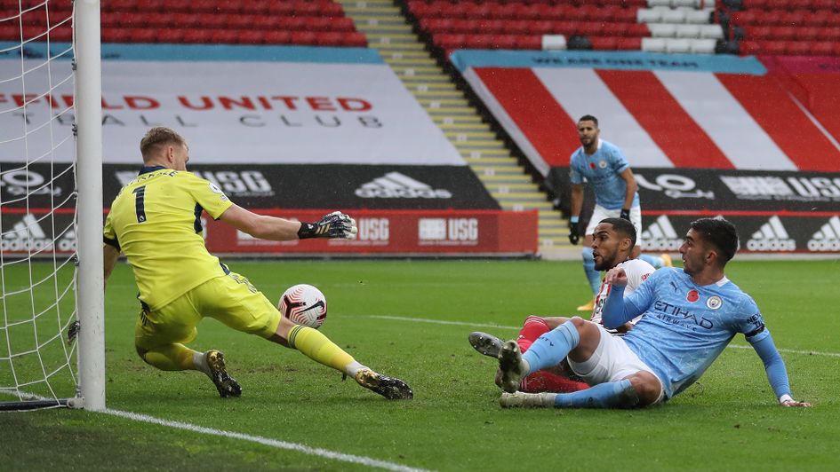 Ferran Torres is denied by Aaron Ramsdale