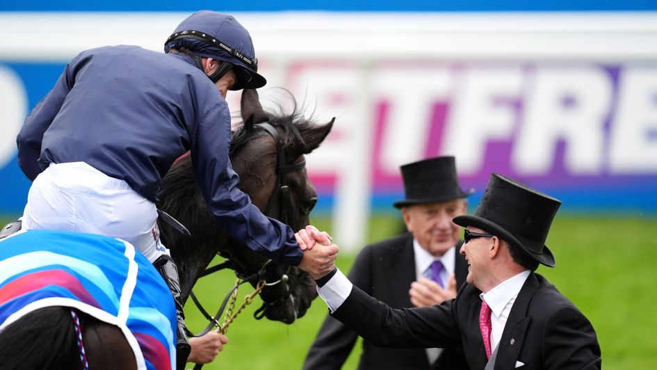 Wayne Lordan is congratulated by Aidan O'Brien