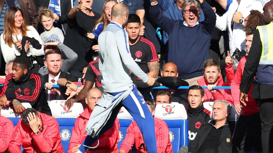 Chelsea's Marco Ianni celebrates in front of Jose Mourinho