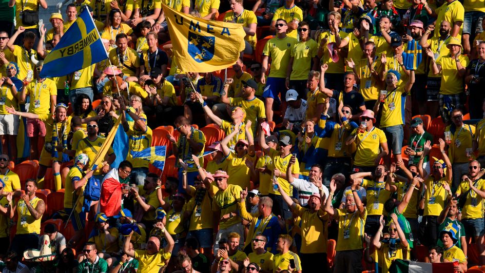 Swedish football fans celebrate