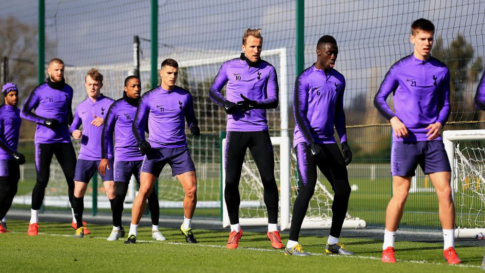 Harry Kane back in training with his Tottenham teammates