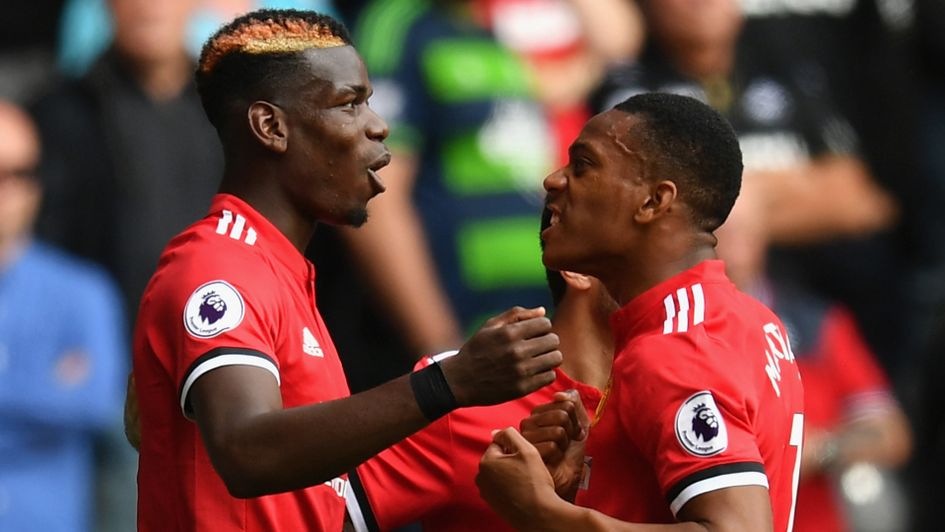 Paul Pogba (l) and Anthony Martial were both on target for United at Swansea
