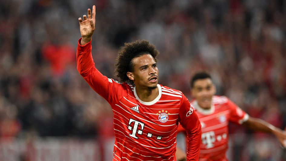 Leroy Sane celebrates his goal against Barcelona