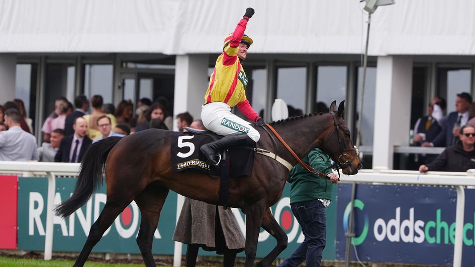Jack Quinlan celebrates Grade 1 success at Aintree on Storming George