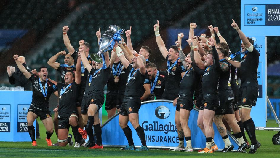 Exeter celebrate after winning the final