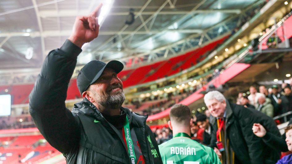 Jurgen Klopp celebrates winning the Carabao Cup