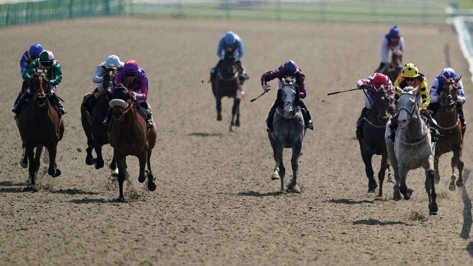 Watersmeet (grey) wins the Marathon from favourite Amade