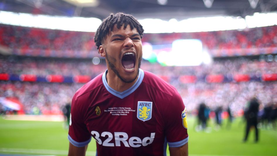 Tyrone Mings: Celebrations after Aston Villa were promoted to the Premier League