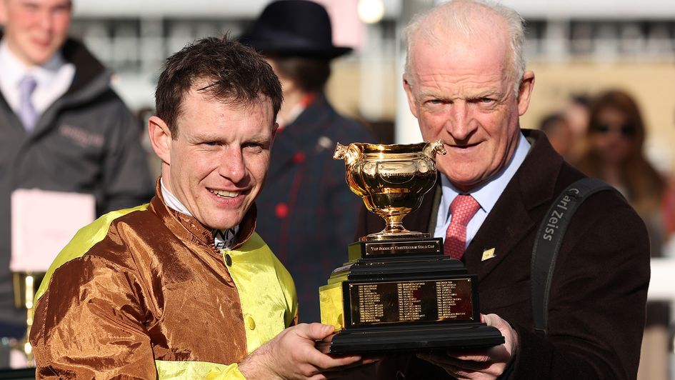 Paul Townend (left) and Willie Mullins celebrate with the Cheltenham Gold Cup