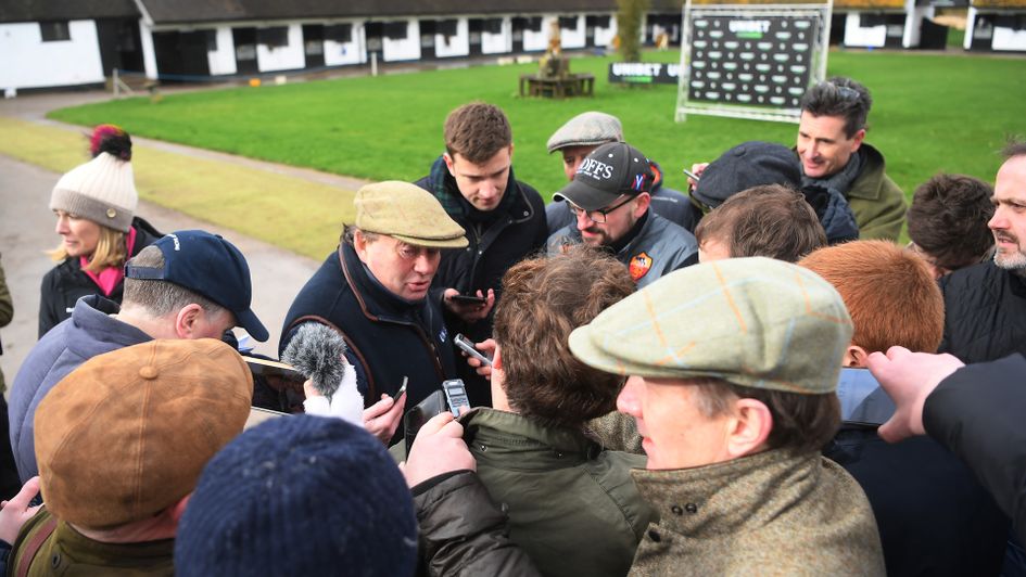 Nicky Henderson talks to the press