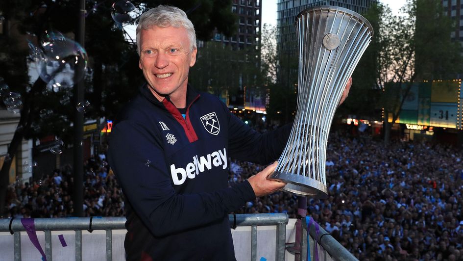 David Moyes with Europa Conference League trophy